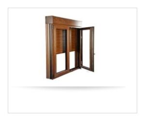 Ventana abatible oscilo batiente de dos hojas con persiana