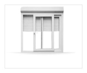 Ventana corredera de dos hojas con rotura de puente termico y persianas de aluminio